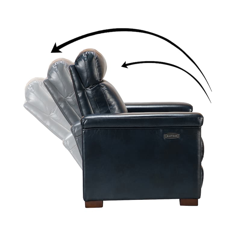 Alicia 34.65" Wide Contemporary Classic Genuine Leather Power Recliner With USB Port, Set of 2