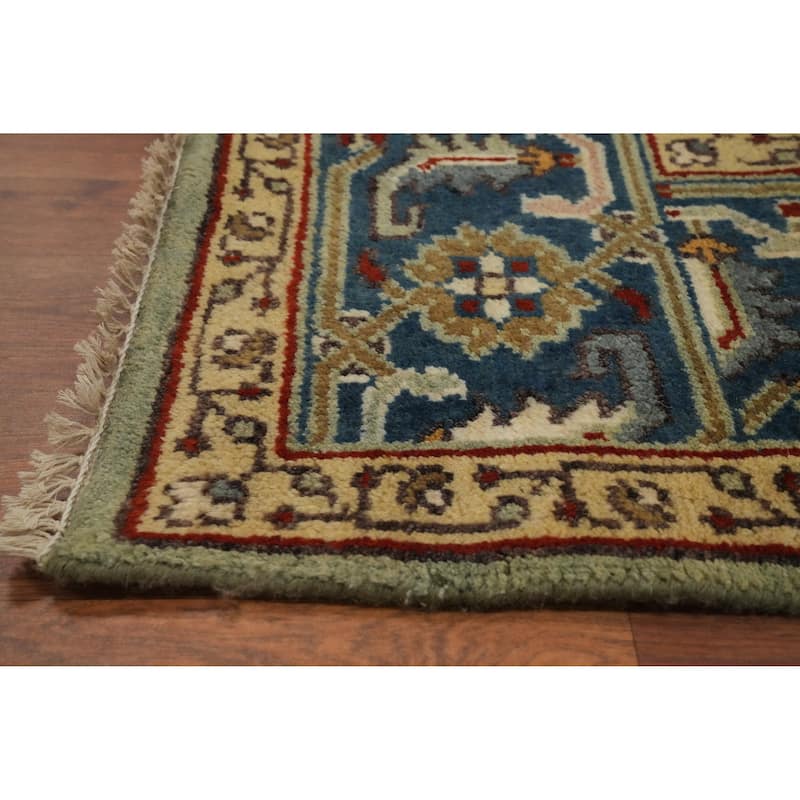 Hand-knotted Transitional Wool Carpet Green Oushak Rug Floral Oriental Area Rug - 19' 9'' X 7' 11''