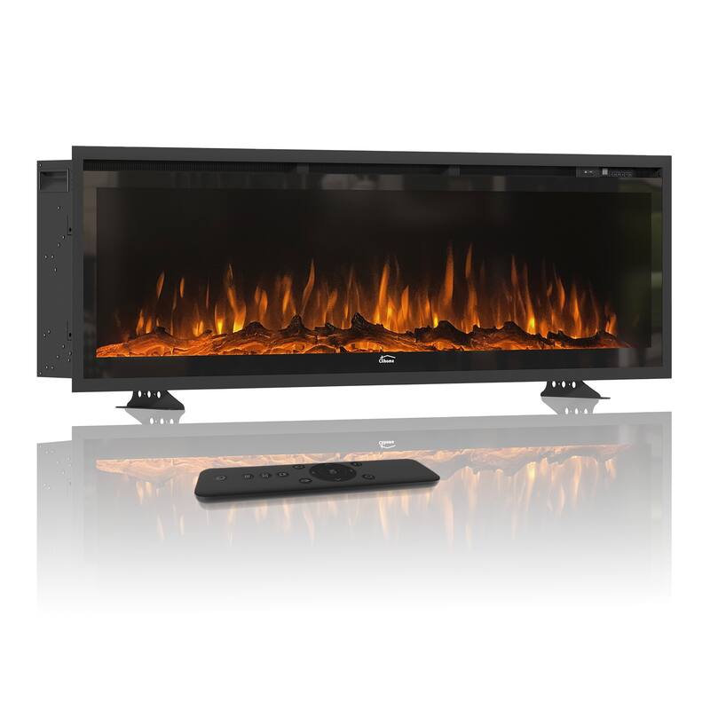 1500W Wall-Mounted &Recessed Electric Fireplace Heater with Remote Control