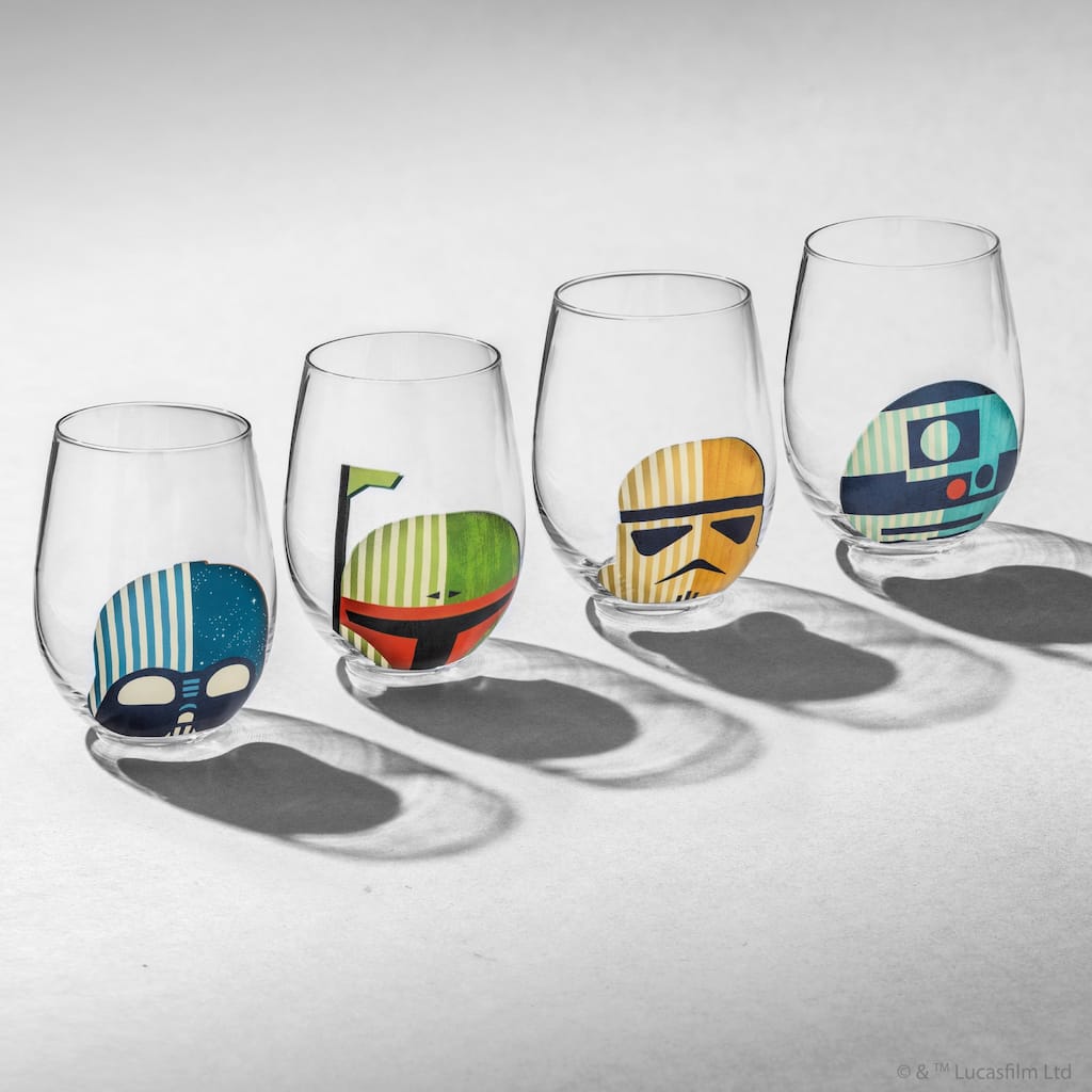 Star Wars Helmet Hues Stemless Drinking Glasses - 19 oz - Set of 4 - 19 oz