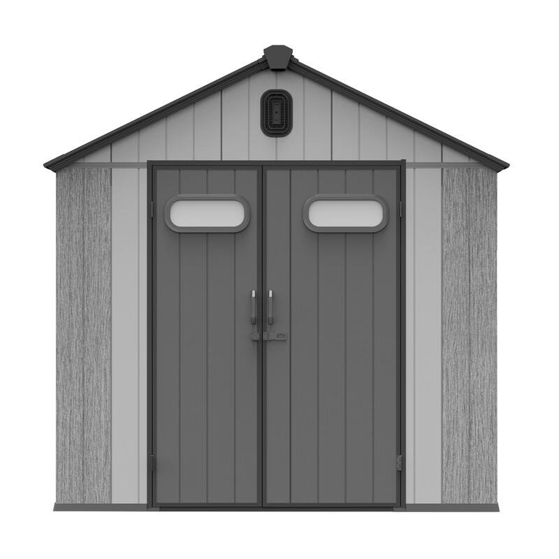 Domi Outdoor Resin Storage Shed, Waterproof Plastic Garden Shed with Lockable Door, Windows & Vents, Outside Tool Storage Shed