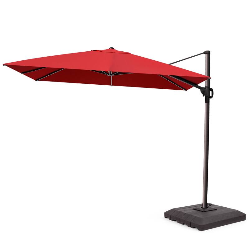 Pellebant 9 FT x 12 FT Outdoor Patio Cantilever Umbrella with Base Stand - Red