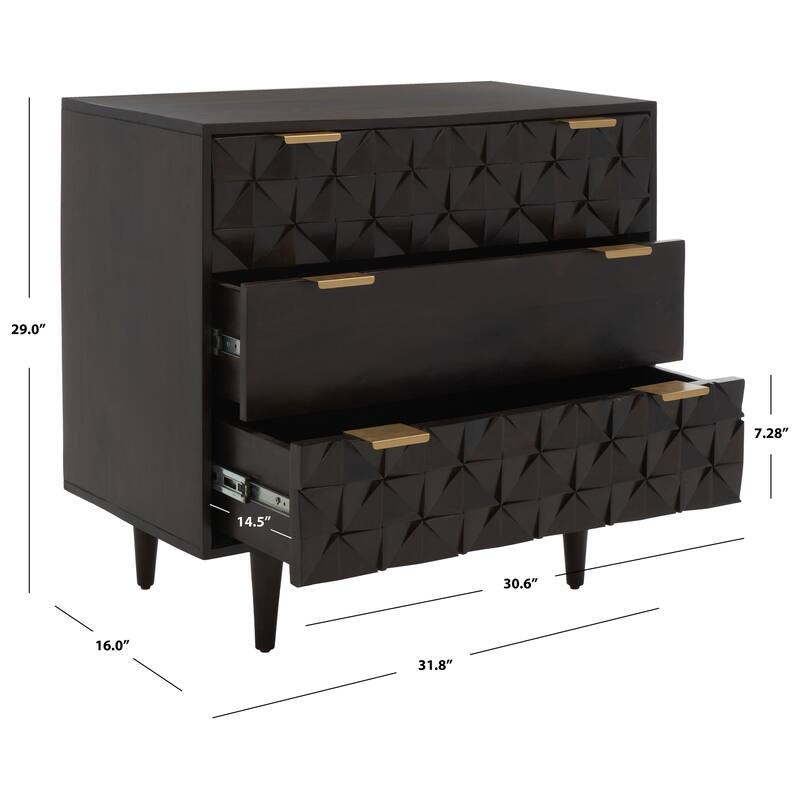 SAFAVIEH Cena 3-Drawer Storage Bedroom Chest
