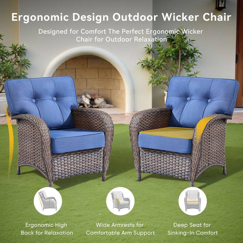 3 Pieces Outdoor Patio Chairs with Side Table All Weather