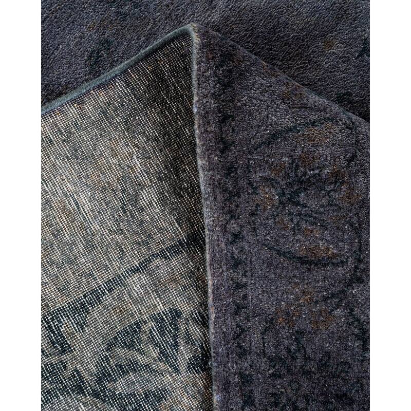 Overton Hand Knotted Wool Vintage Inspired Modern Contemporary Overdyed Gray Area Rug - 9' 2" x 12' 6"