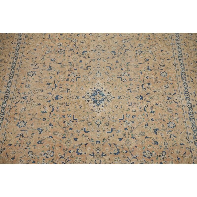 Hand Knotted Oriental 100% Wool Carpet Traditional Floral Oranges & Rust Mashad Area Rug - 12' 5'' X 9' 7''