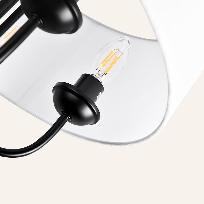 5-Light Linen Semi Flush Mount Light - Matte Black
