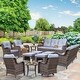 preview thumbnail 33 of 91, Outdoor Patio Furniture Set Brown Wicker Patio Conversation Seating Sets 12 Piece - Grey