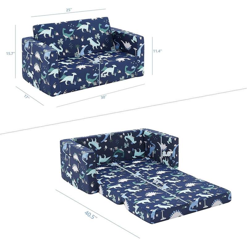 Kids Fold Out Couch 2-in-1 Children Convertible Sofa to Lounger