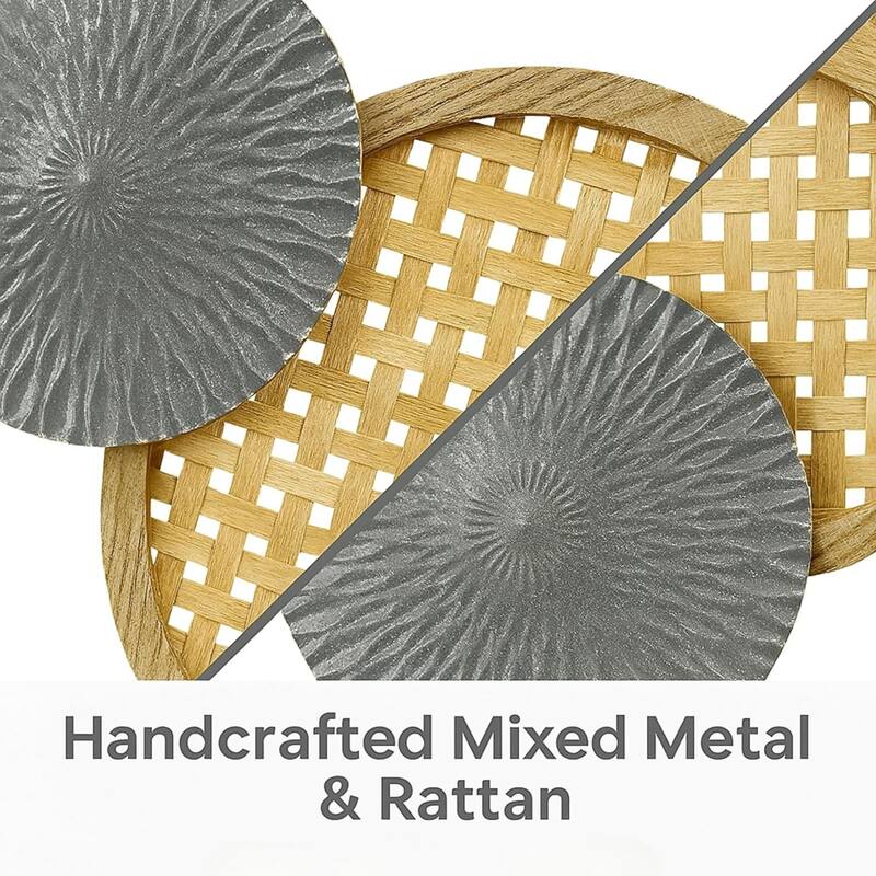 Gold Green Horizontal 3D Ring Metal Wall Art 35x19 Modern Decor