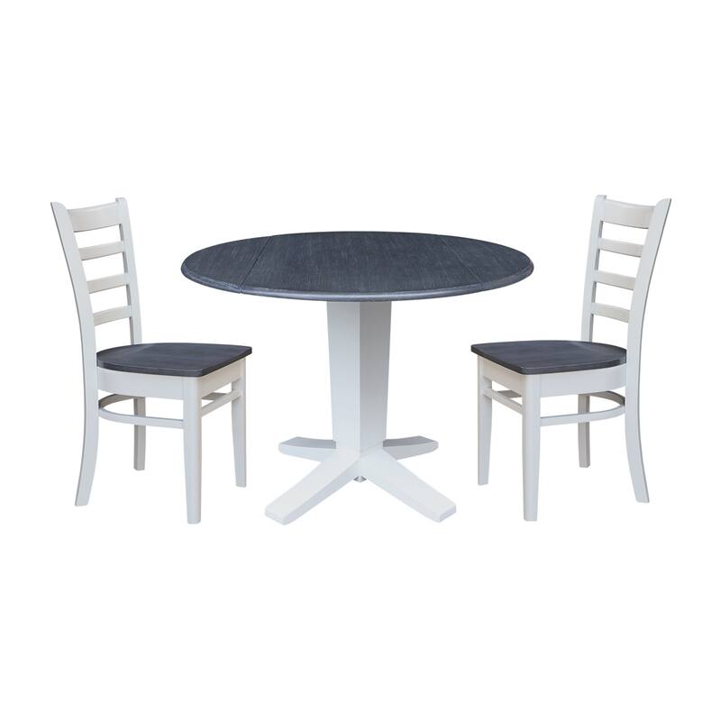 42" Round Drop Leaf Table with Dining Chairs - 3-Piece
