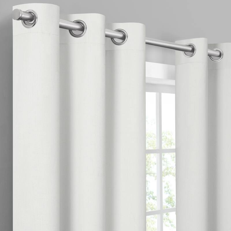 Eclipse Pembroke 100% Blackout Curtains, Faux Linen Grommet Window Curtains (2 Panels)