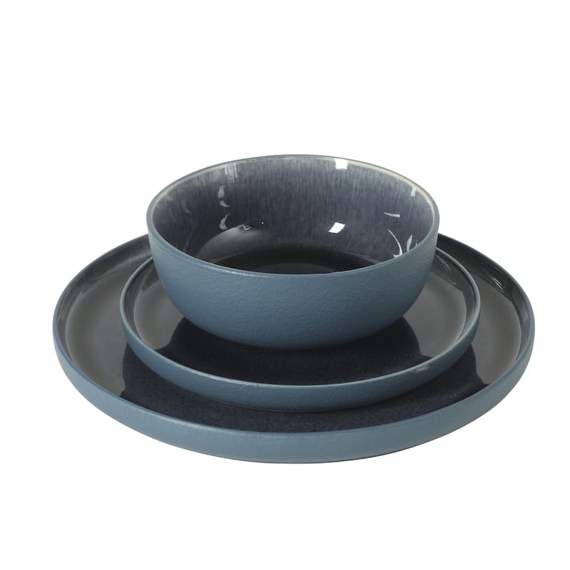 Gibson Elite Tahoe Sunset 12 Piece Stoneware Reactive Glaze (Service for 4) Ceramic Plates and Bowls Dinnerware Set