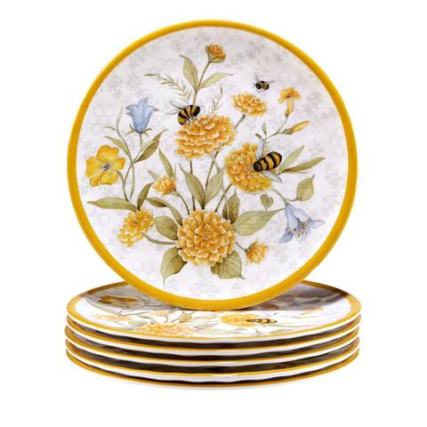 Certified International Bee Sweet 9" Melamine Salad/Dessert Plates, Set of 6 - 9" Dia
