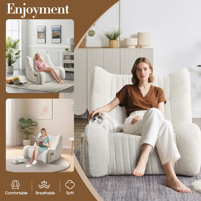 Oversized Bean Bag Chair for Adults with Armrests - Comfy Floor Lounger for Living Room or Bedroo