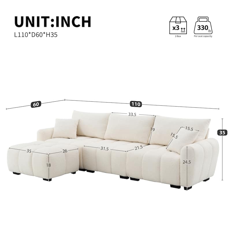 L-Shaped Modular Sofa with Extra-Large Seat by Harper&Bright Designs