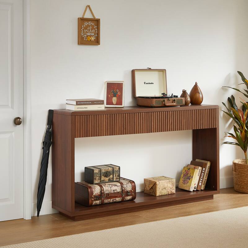 59 Inch Console Table with 2 Drawers, Medieval - Modern Entrance Table, Sofa Table for Behind Sofa, Hallway Table