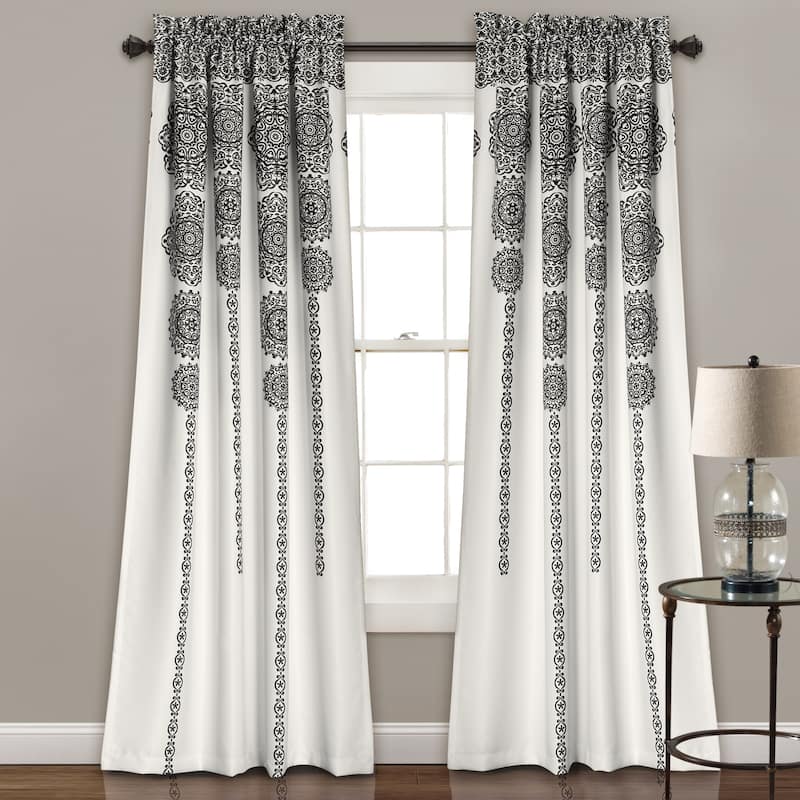 Lush Decor Stripe Medallion Room Darkening Curtain Panel Pair