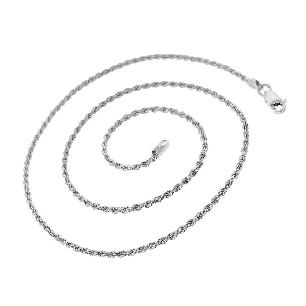 2mm Solid Sterling Silver Laser-Cut Link Necklace Chain with 2in ext 