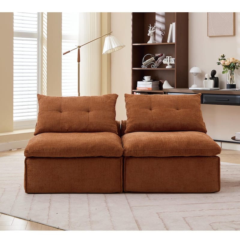 GDFStudio - Chenille Modular 2-Seater 66" Armless Lounge Loveseat Sofa