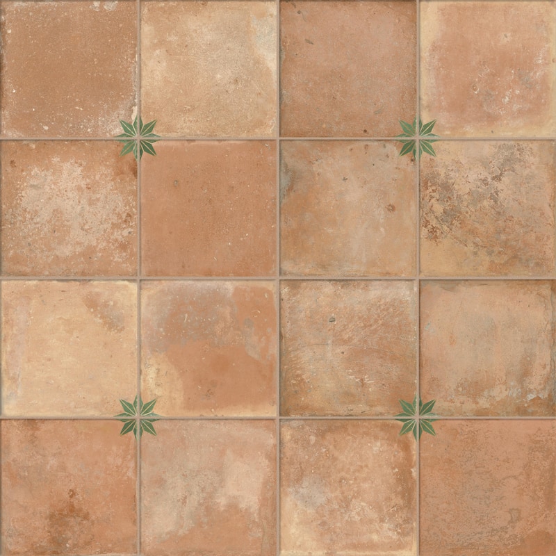 Merola Tile Kings Nonna with Sage Star 17-7/8" x 17-7/8" Porcelain Floor and Wall Tile