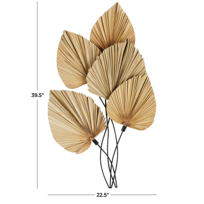 Brown Metal Layered Leaf Home Wall Decor with Palm Leave Accents