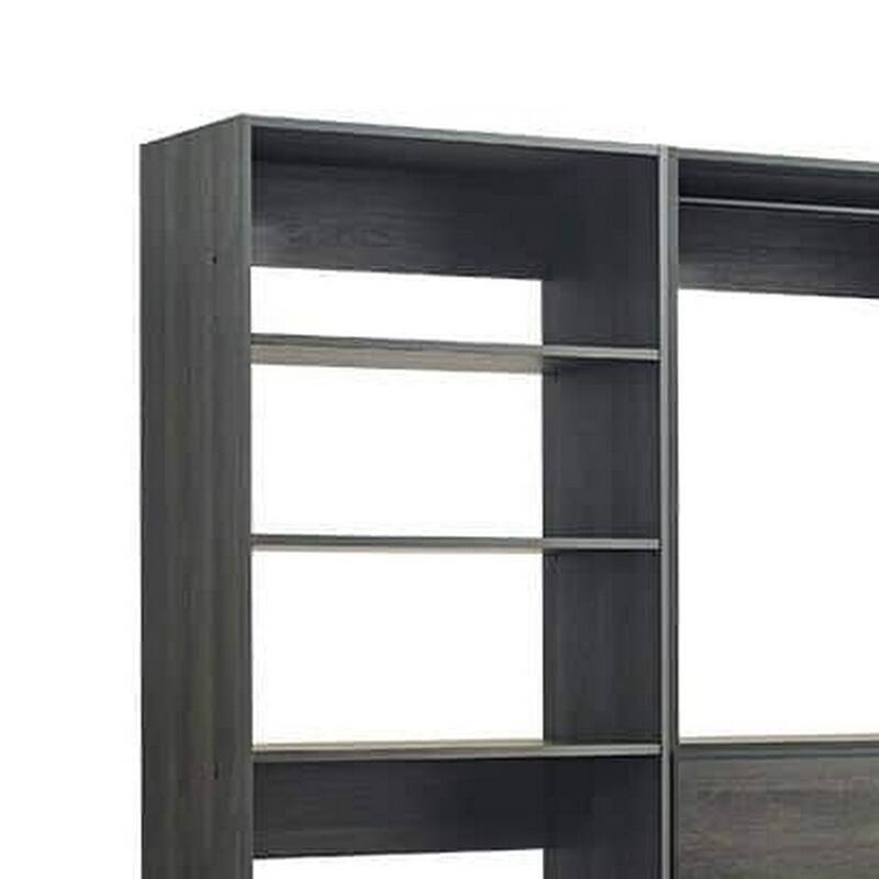 Dee Modular Closet System, 12 Shelf, 5 Hanging Rods, Gray Wood Finish