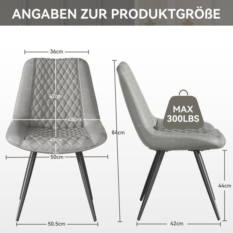 Leather Dining Chair with Metal Legs （Set of 2）