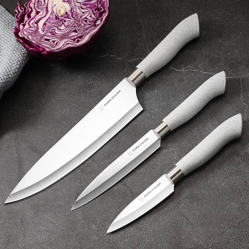 Dura Living EcoCut 10-Piece Kitchen Knife Set - High Carbon Stainless Steel Blades, Eco-Friendly Sustainable Handles
