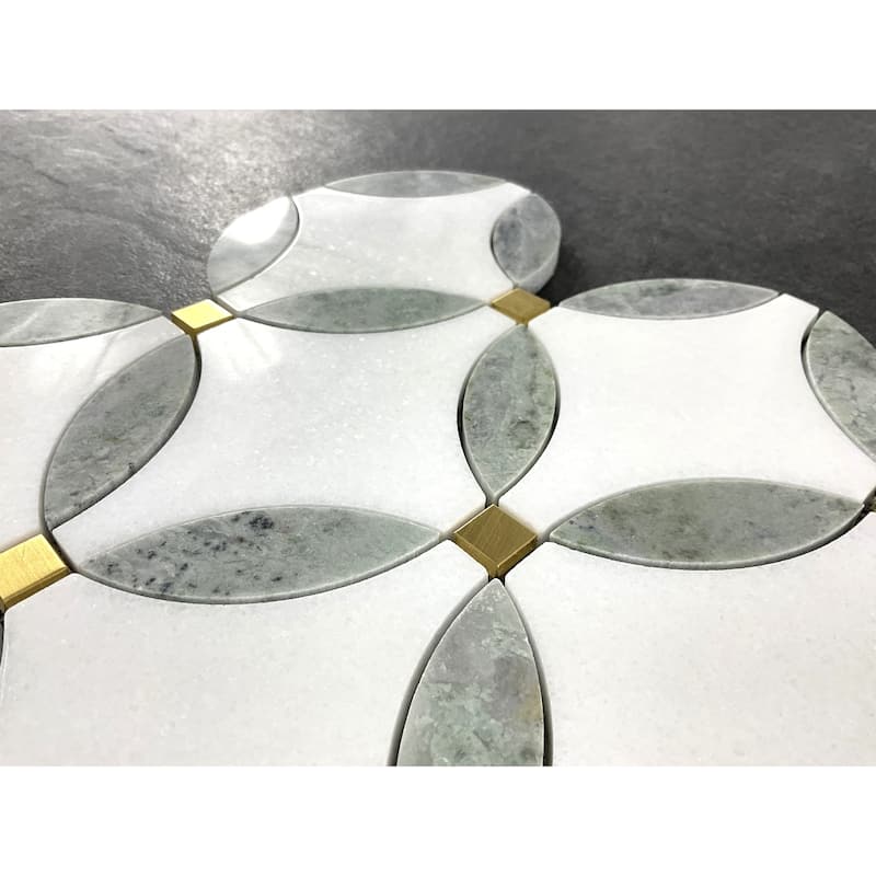 Waterjet Marble And Metal Wall Mosaic Tile - Case (10 Sheets)