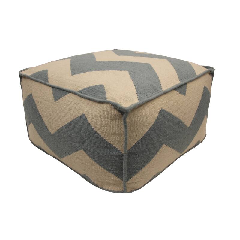 Jiti Indoor & Outdoor Chevron Patterned Casual Square Lounging Pouf Ottoman Seating for Indoor Space 24 x 24 x 13