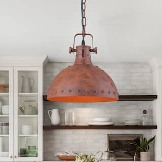 Industrial 1-Light Antique Copper Metal Pendant Light - Antique Copper