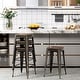 preview thumbnail 17 of 22, Bar Stools Set of 4 Stackable Metal Bar Stools Industrial Counter Height Stools Backless Barstools with Wooden Seats