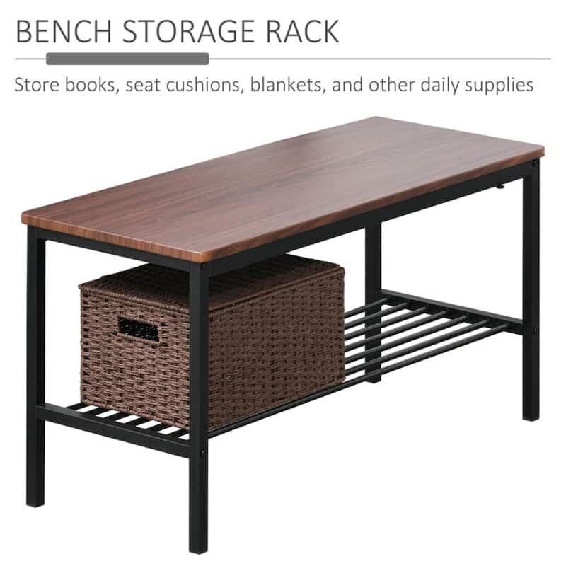 4-Piece Kitchen Dining Set with Bench Chairs and Storage Rack and Comfortable Seating