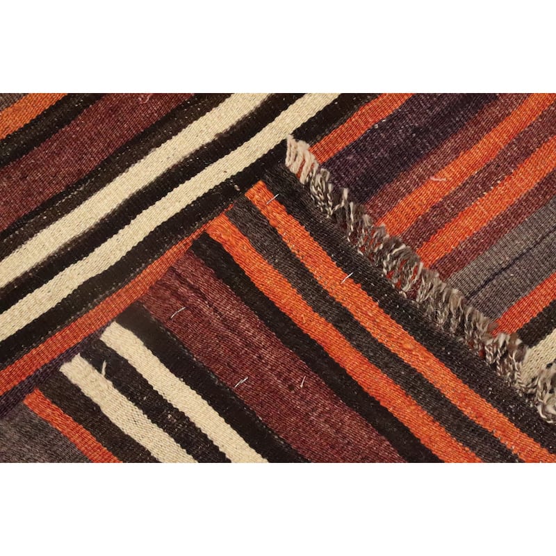 Hand Woven Oriental 100% Wool Carpet Southwestern Geometric Multi-Colored Kilim Area Rug - 10' 3'' X 4' 7''