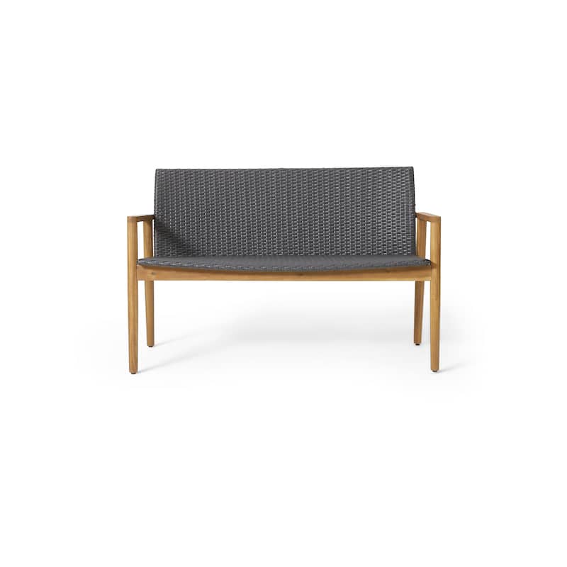 Bryan Outdoor Wicker and Acacia Wood Loveseat by Christopher Knight Home