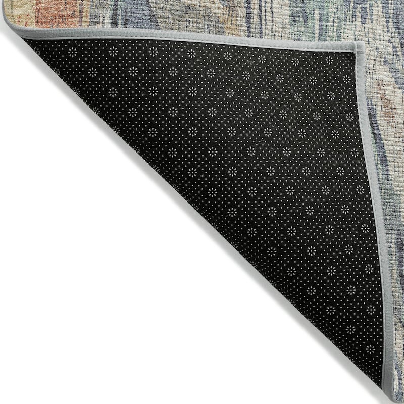 Machine Washable Indoor/ Outdoor Brushstrokes Modern Chantille Rug