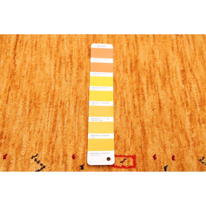 ECARPETGALLERY Hand Loomed Kashkuli Gabbeh Light Orange Wool Rug - 5'1 x 8'2