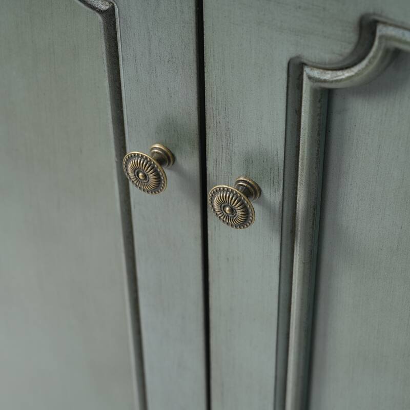 30" Vintage Beautifully Bathroom Vanity Storage Cabinet with Antique Handles, Rubber Wood Legs and Adjustable Shelves