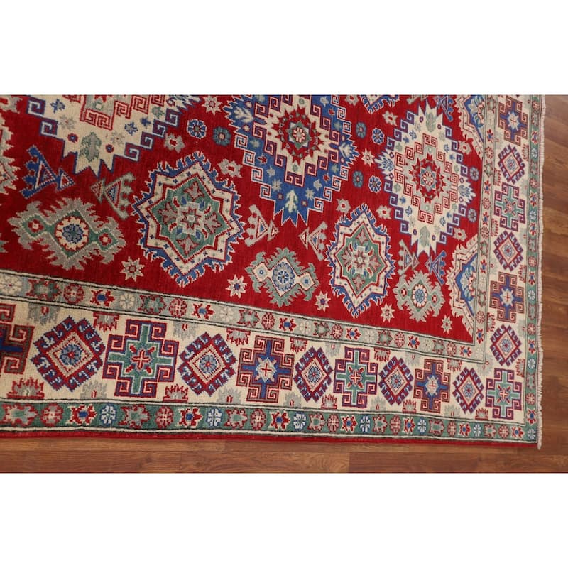 Traditional Kazak Oriental Area Rug Handmade Red Wool Carpet - 5'0" x 6'7"