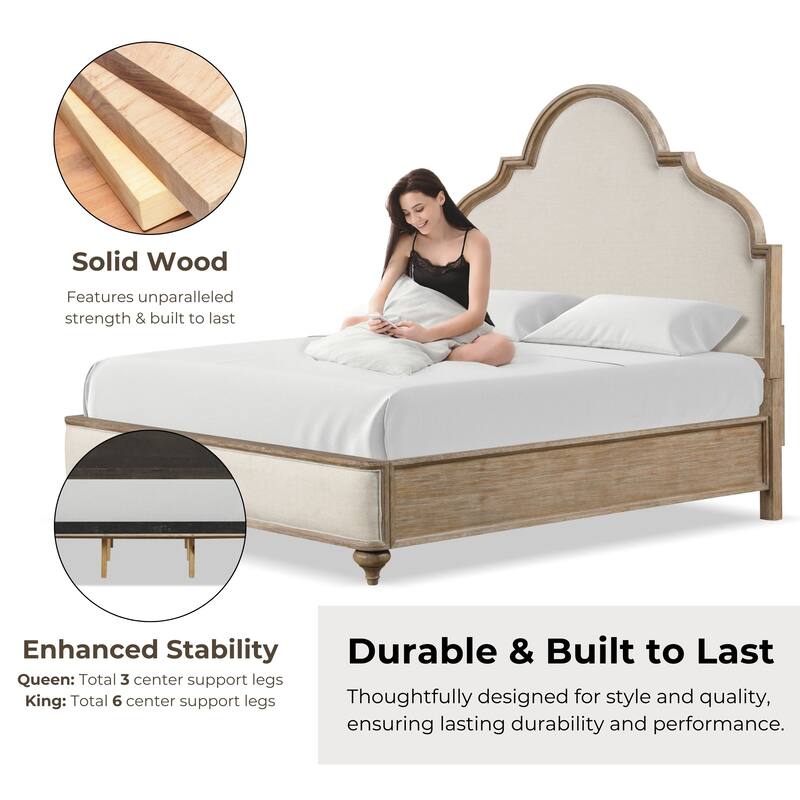 Furniture of America Aveline Modern 2-Piece Rustic Oak Solid Wood Panel Bedroom Set