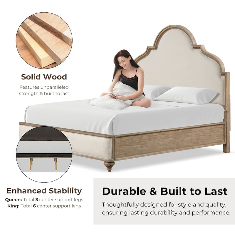 Furniture of America Aveline Modern 4-Piece Rustic Oak Solid Wood Panel Bedroom Set