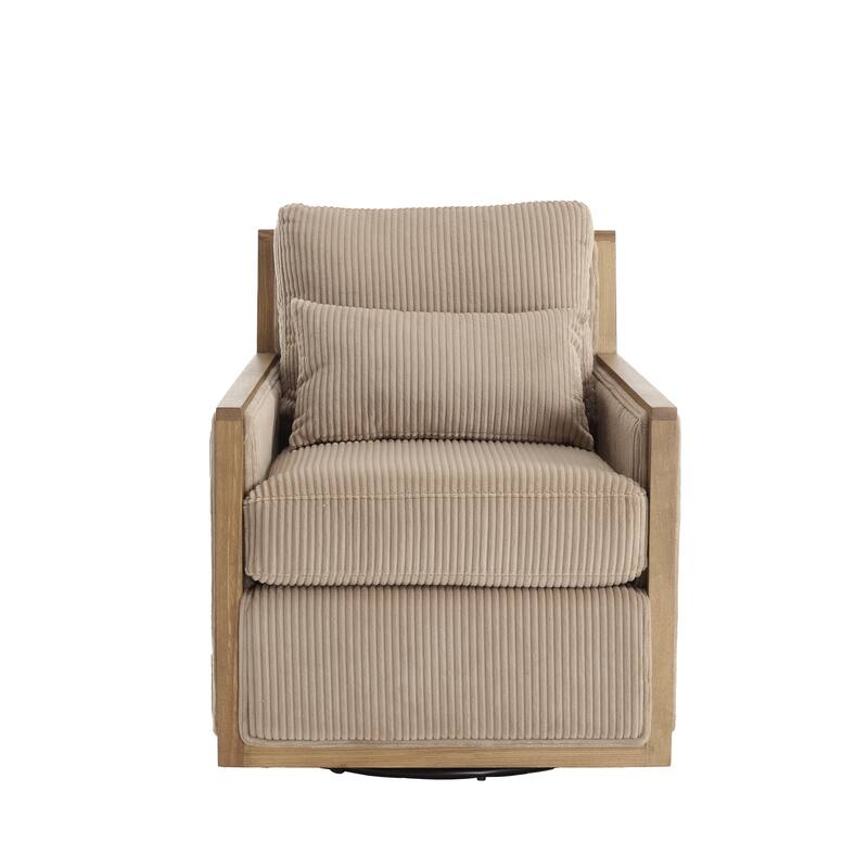 Camel 26.77" Swivel Barrel Chair with Hardwood Frame