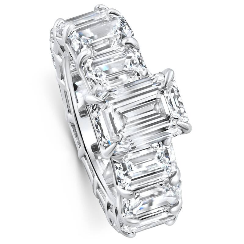 Certified 15.44Ct Emerald Cut Diamond Engagement Ring Gold Lab Grown