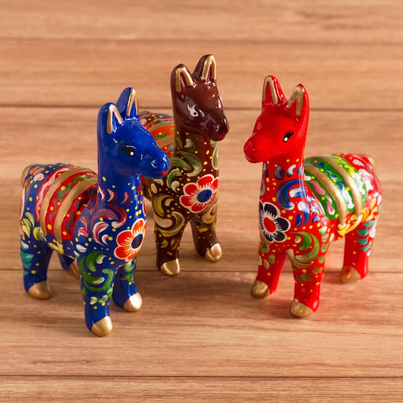 Novica Handmade Colors Of The Andes Ceramic Figurines (Set Of 3)