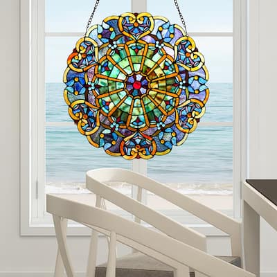 Stained Glass Webbed Heart 22" Window Panel