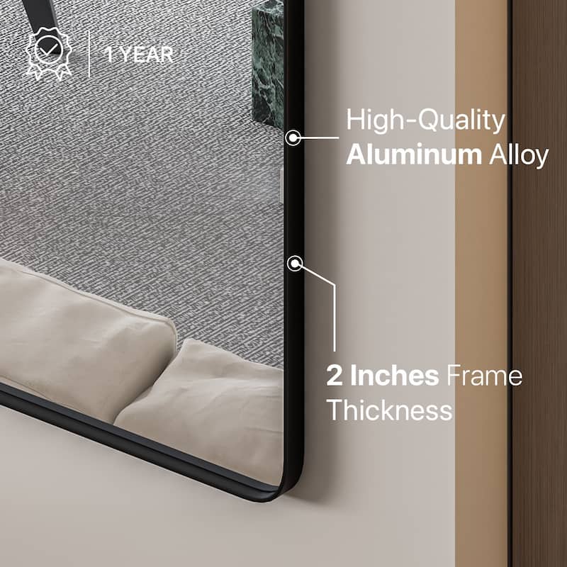 Eviva Harmony 36" x 30" Rectangular Black Metal Framed Mirror - N/A