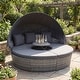 preview thumbnail 10 of 8, Gymax Patio Round Daybed w/Retractable Canopy Cushions & Throw Pillows