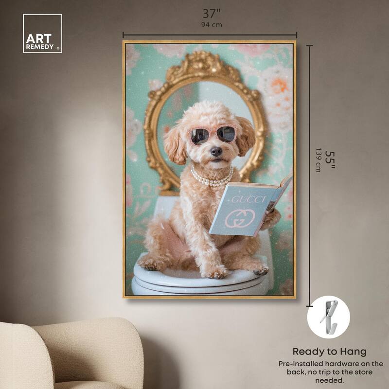 Goldendoodle Toilet Time Canvas by Art Remedy