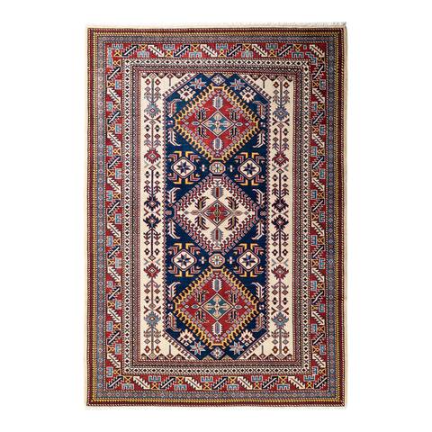 Overton Tribal One-of-a-Kind Hand-Knotted Area Rug - Ivory, 4' 4" x 6' 5" - 4' 4" x 6' 5"